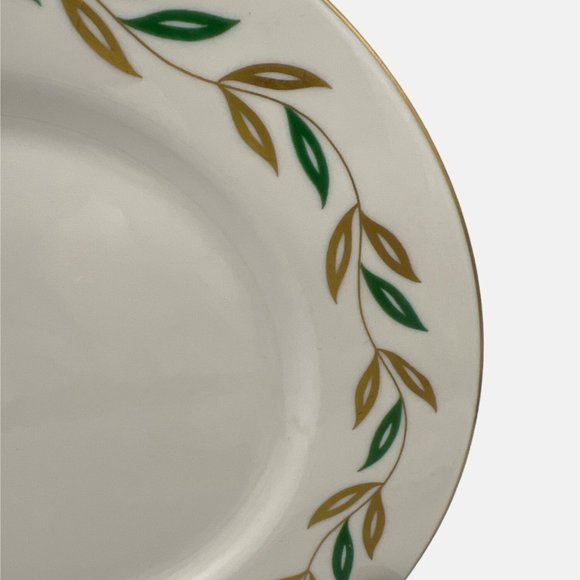 Castleton China Alberta 3 Salad Plates USA Leaves Design Gold Trim 8.25" - Picture 5 of 5